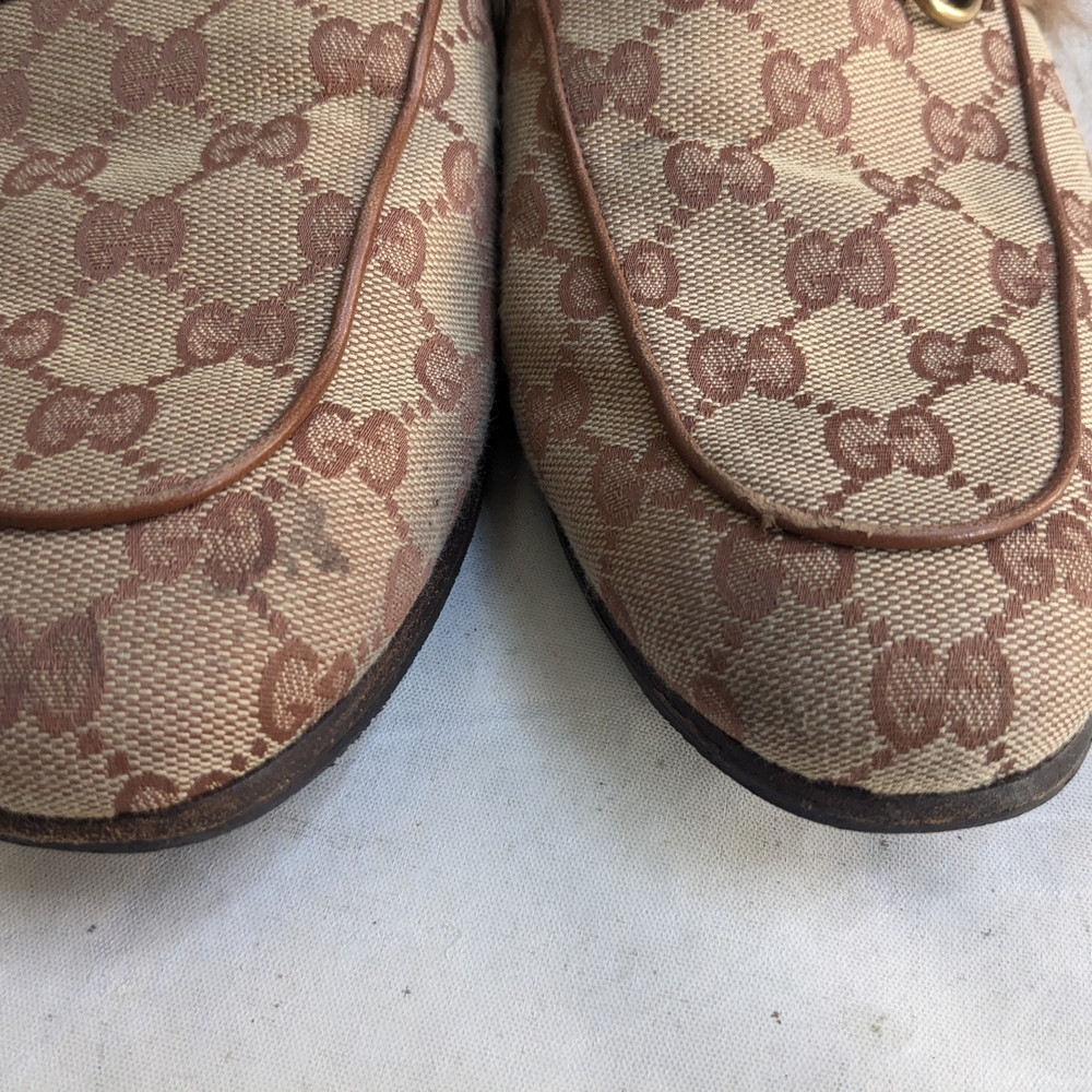 Gucci Princetown Loafers 8.5 Monogram Logo GG Fur - Picture 2 of 11